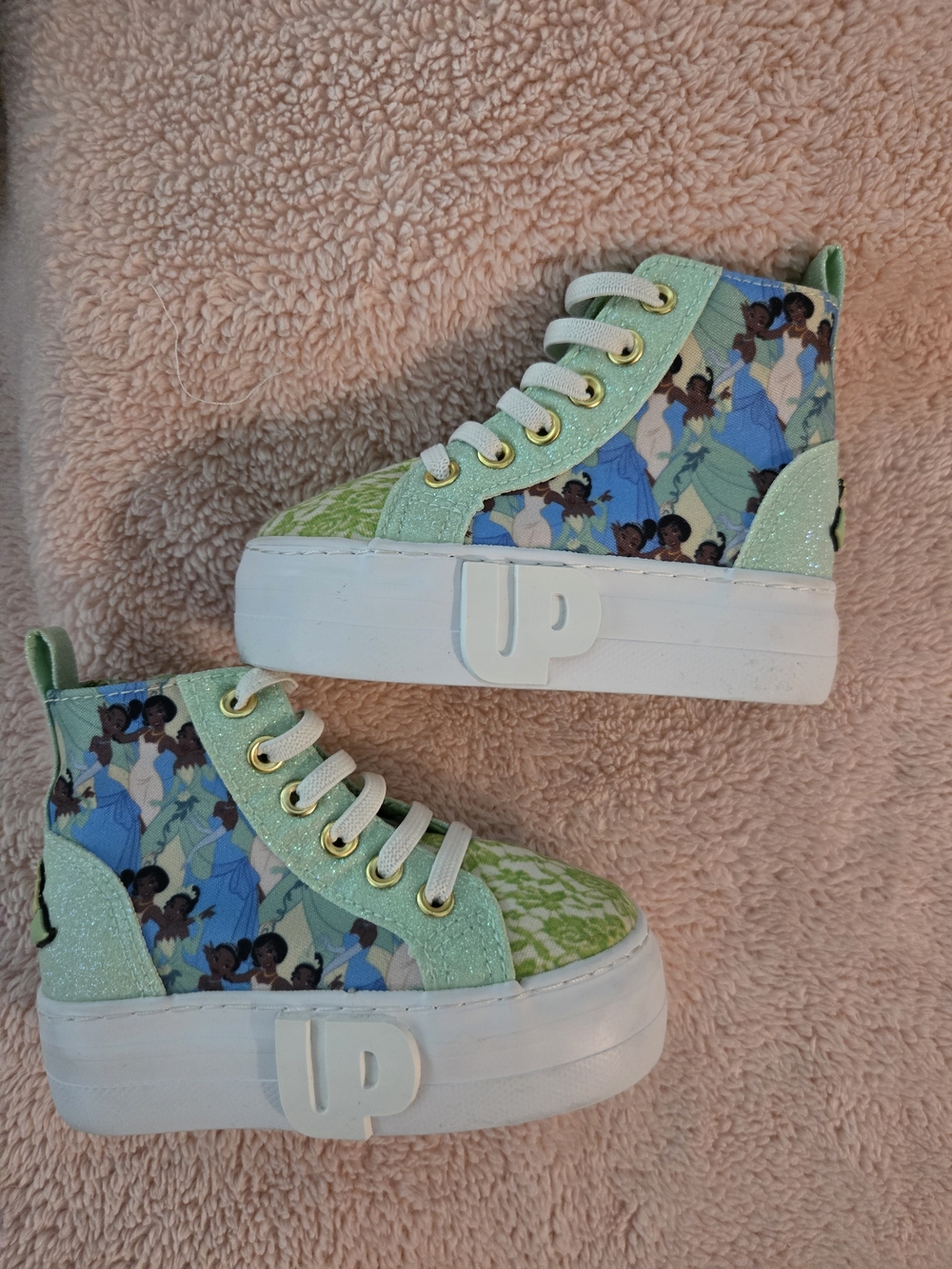 Disney Girls' Mint Green Princess TIANA High-Top Platform Sneakers